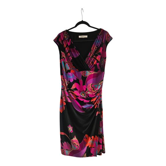 Evan-Picone Dress Sleeveless RETRO Floral Stretch Pullover Ruching MISSING SIZE - Picture 1 of 9